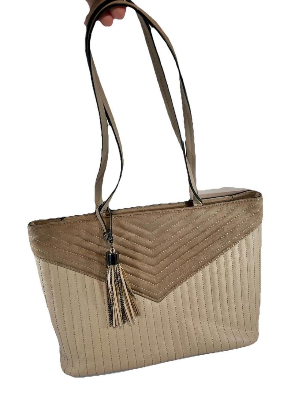 Sondra Roberts Squared Purse Handbag Brown Handles Tote Suede 13x9x4